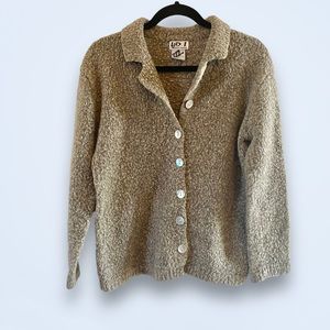 Vintage IDI by Mathew H Popcorn Knit Sweater Cardigan Abalone Shell Buttons SZ M